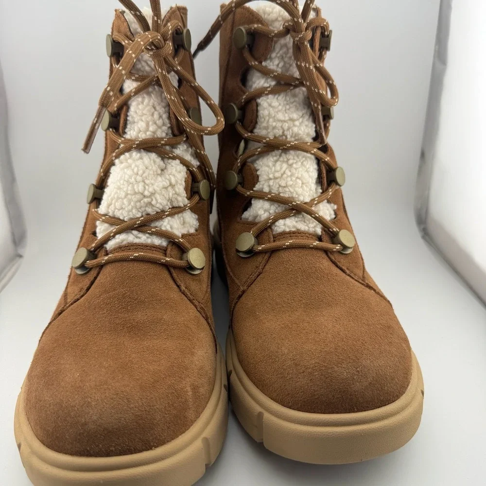 Sorel‎ Ona Rmx Glacy WP Boots 8 Brown Waterproof Suede Shearling NL5123-242